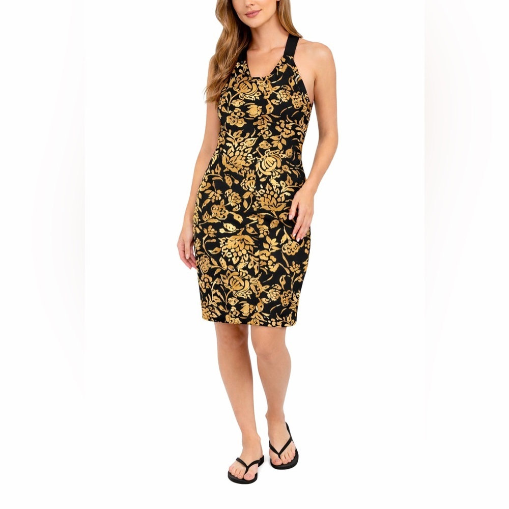 Lauren Ralph Lauren Black & Gold Floral Dress | Size 4